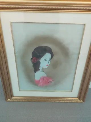 Quadro Classico Donna con Fiore