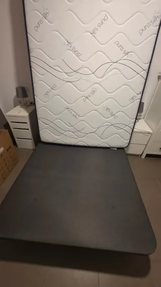 Colchón viscoelástico + base tapizada 135x190