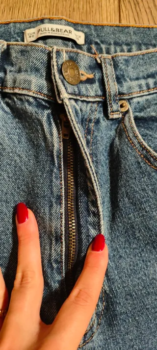 Jeans straight blu slavato da ragazza  Pull & Bear