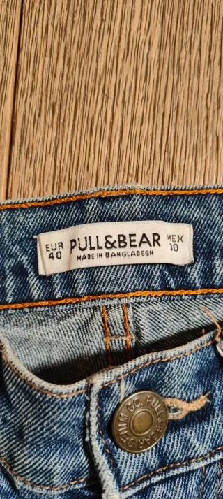 Jeans straight blu slavato da ragazza  Pull & Bear