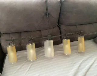 Lámpara rústica 5 tulipas cristal