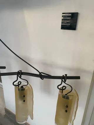 Lámpara rústica 5 tulipas cristal