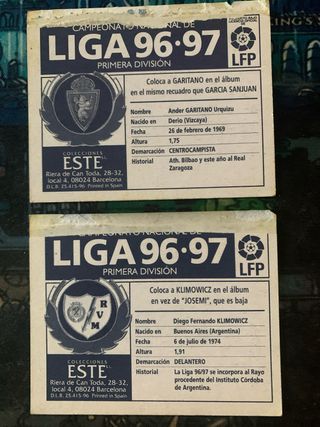 Lote cromos colocas 96-97 en ventanilla