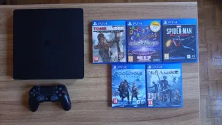 PS4 Slim Negra + Mando + 5 Juegos