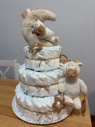 Tarta de pañales con peluches