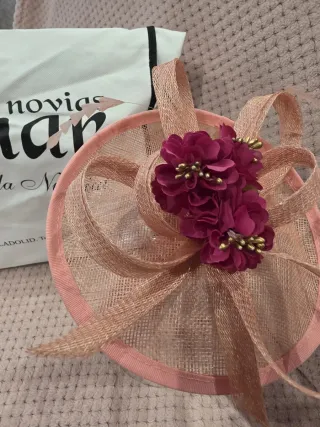 Tocado ceremonia rosa y morado