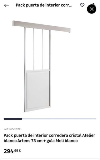 Puerta corredera cristal Atelier blanca+ guia meli