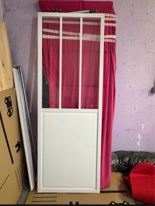 Puerta corredera cristal Atelier blanca+ guia meli