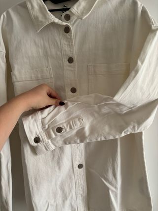 Sobrecamisa/casaco ganga branco oversized