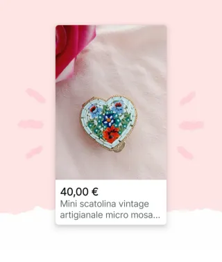 Scatolina vintage cuore micro mosaico idea regalo
