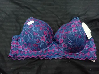 Sujetador encaje y relleno azul y rosa talla 105C