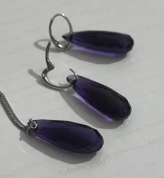 Colgante y pendientes Swarovski Morado
