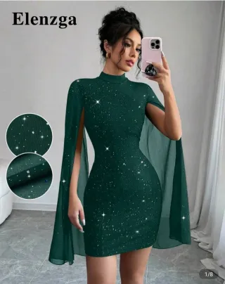 Vestido Elenzga verde brillo talla M literal