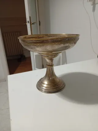 Copón/Frutero Metálico Dorado y Plateado Alpaca