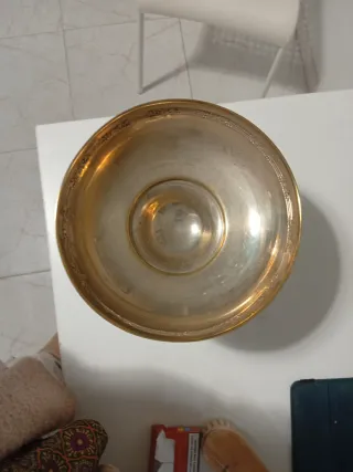 Copón/Frutero Metálico Dorado y Plateado Alpaca