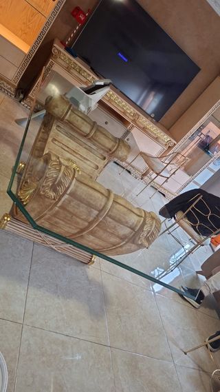 Mesa de centro Versace cristal y madera