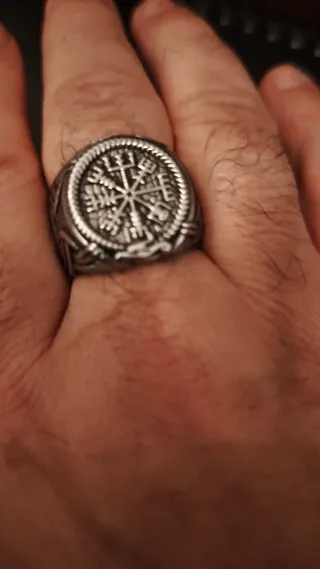 Anillo Acero Brújula Vikinga Grande
