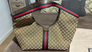 Bolso tote Beige y Verde