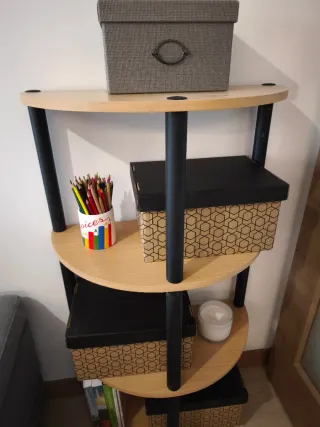 Estantería semicircular madera y metal