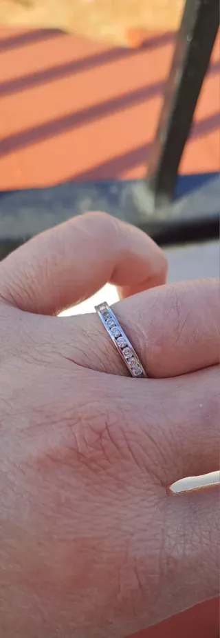 Anillo Oro Blanco 11 Circonitas. Talla 15