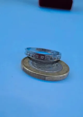 Anillo Oro Blanco 11 Circonitas. Talla 15