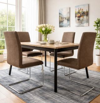 Elegantes sillas de tela marrones