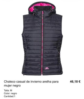 Chaleco Trespass Negro y Rosa con Capucha