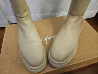 Botas altas piel mujer crema talla 39