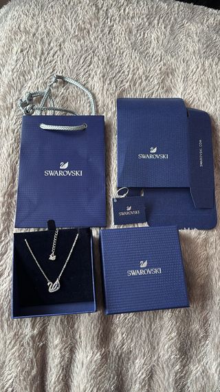 Collar Swarovski Cisne Azul y Plata