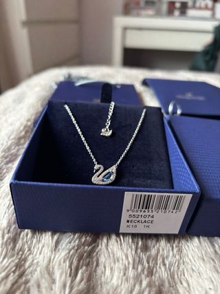 Collar Swarovski Cisne Azul y Plata