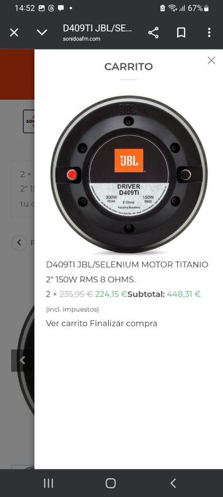 Driver JBL D409Ti nuevos con membrana original