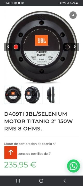 Driver JBL D409Ti nuevos con membrana original