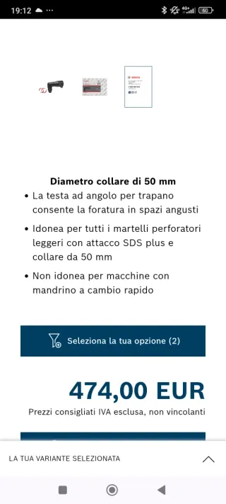 Testa ad angolo per trapano Bosch RHA-50 SDS-