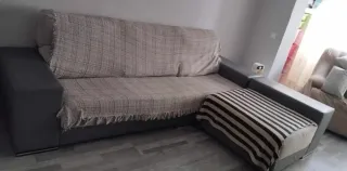 Chaise longue tela beige y gris