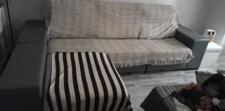 Chaise longue tela beige y gris