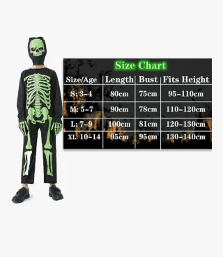 Costume scheletro per bambini. Nuovo.