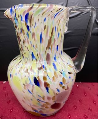 Jarra antigua vidrio soplado multicolor