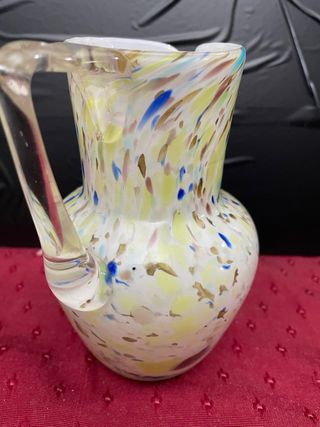 Jarra antigua vidrio soplado multicolor