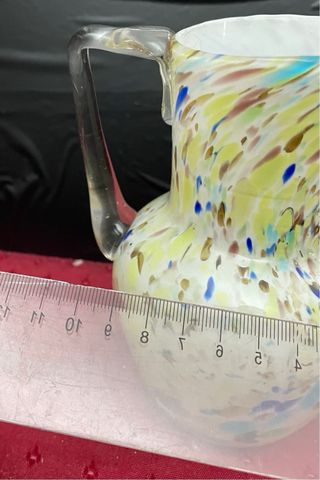 Jarra antigua vidrio soplado multicolor