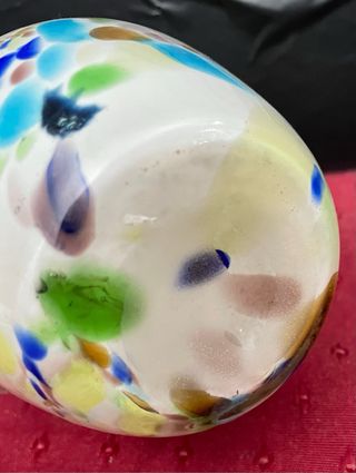 Jarra antigua vidrio soplado multicolor