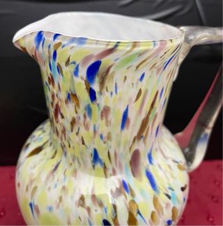 Jarra antigua vidrio soplado multicolor