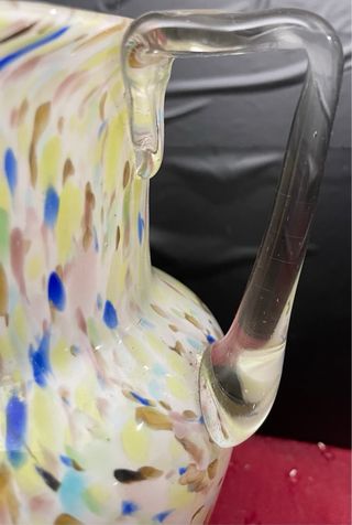 Jarra antigua vidrio soplado multicolor