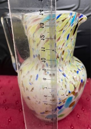 Jarra antigua vidrio soplado multicolor