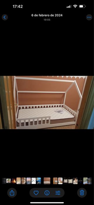 Cama nido de madera blanca+ colchón  190nm