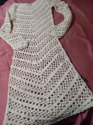 Abito uncinetto lana panna