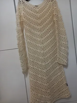 Abito uncinetto lana panna