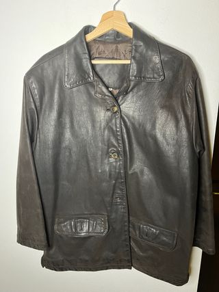 Giacca vera pelle cerata vintage donna