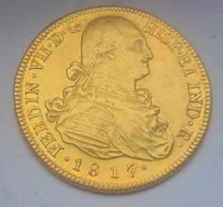 8 Escudos Oro Fernando VII 1817 Santiago