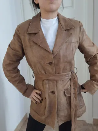 Chaqueta de piel American Base marrón