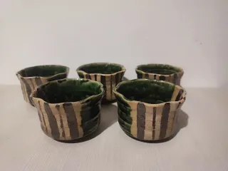 Set 5 ciotole ceramica giapponese Oribe-yaki